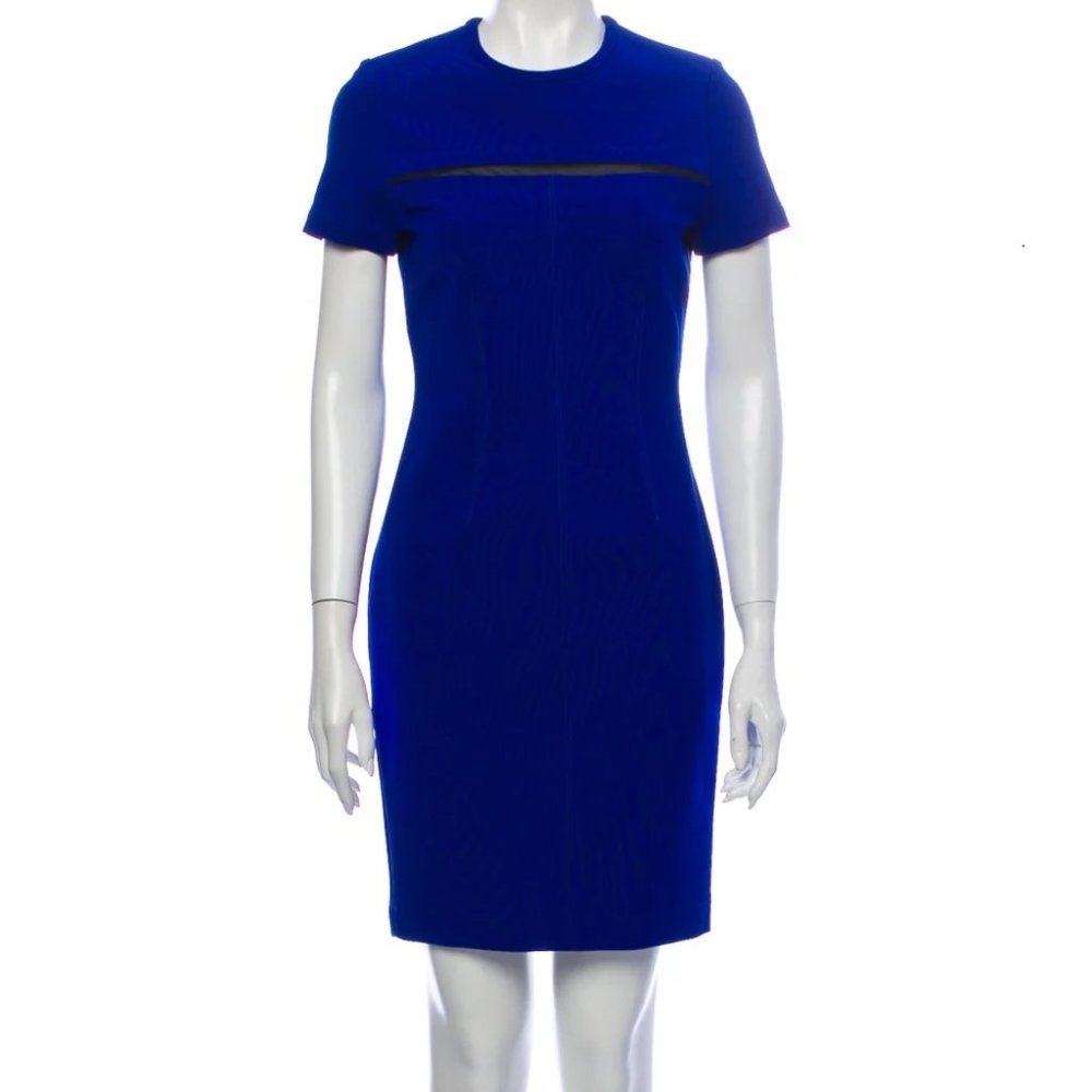 NEW Yigal Azrouel Blue Knit Body-con Mesh Inlay 4